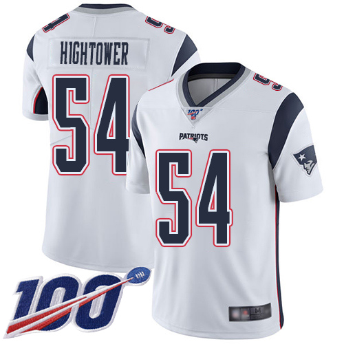 New England Patriots Football #54 100th Season Limited White Men Dont a Hightower Road NFL Jersey